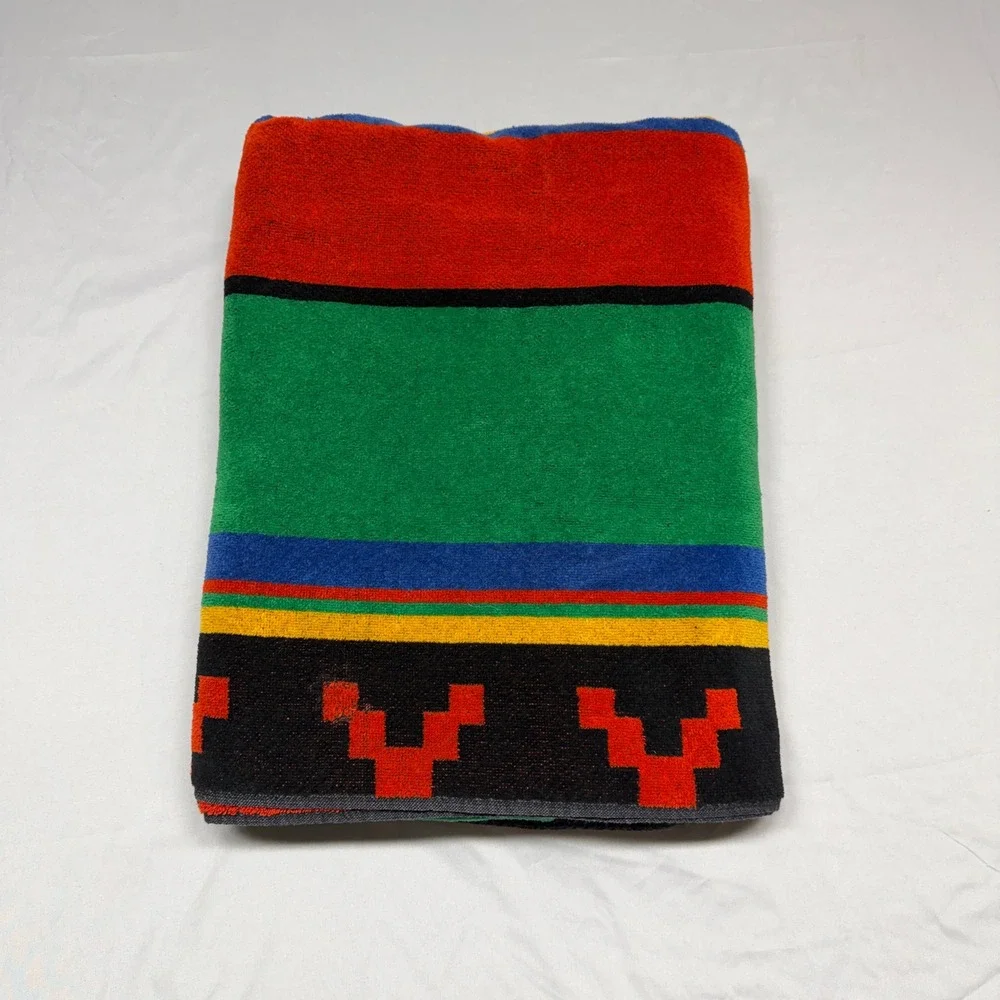 Vintage Juana Berner Brastex Brazil Aztec Stripe Beach Towel 100% Cotton 37x64